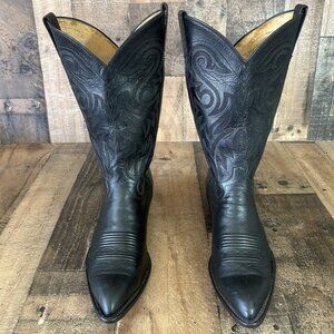 Panhandle Slim Vintage Classic Black Western Cowboy Boots Mens 10 EE
